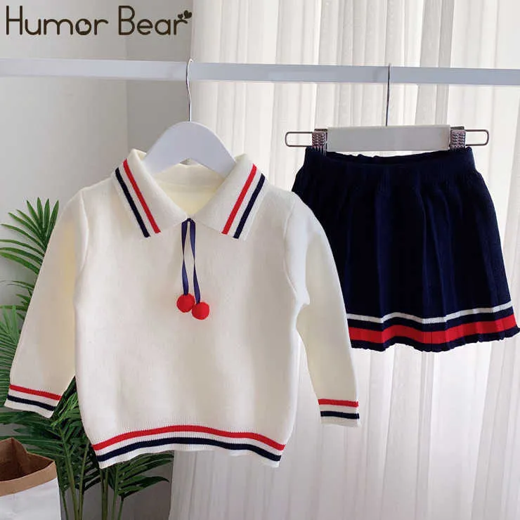 Humor urso meninas roupas terno outono inverno novo estilo faculdade meninas camisola + saia conjuntos para 2-6t crianças roupas para menina x0902