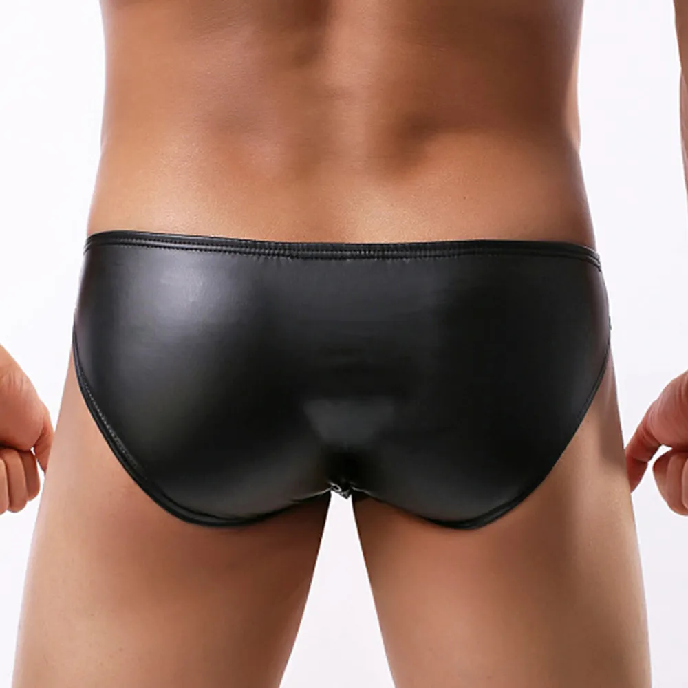 Erkekler Külot Faux Deri Jockstrap Tanga Streç Külot Sissy Kılıfı Külot Iç Çamaşırı Siyah Düşük Bel Yumuşak Erkek Külot Sıcak