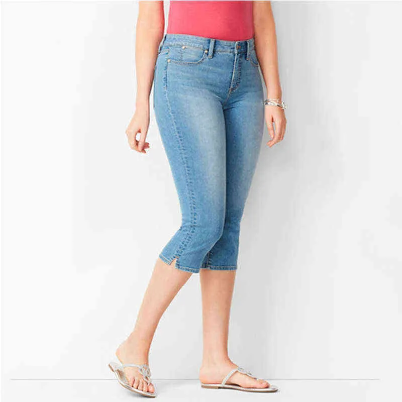 4XL Plus Size Jeans Donna Pantaloni Pantaloni estivi Pantaloncini di jeans Pantaloni al polpaccio Donna Skinny Vita media Nero Bianco 211111