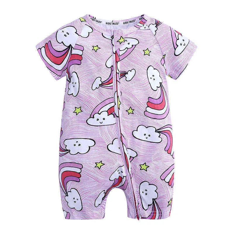 Enfants contes marque 2020 nouveau Style fruits motif vêtements bébé barboteuse à manches courtes combinaison infantile bébé garçon fille Zip dors G1221