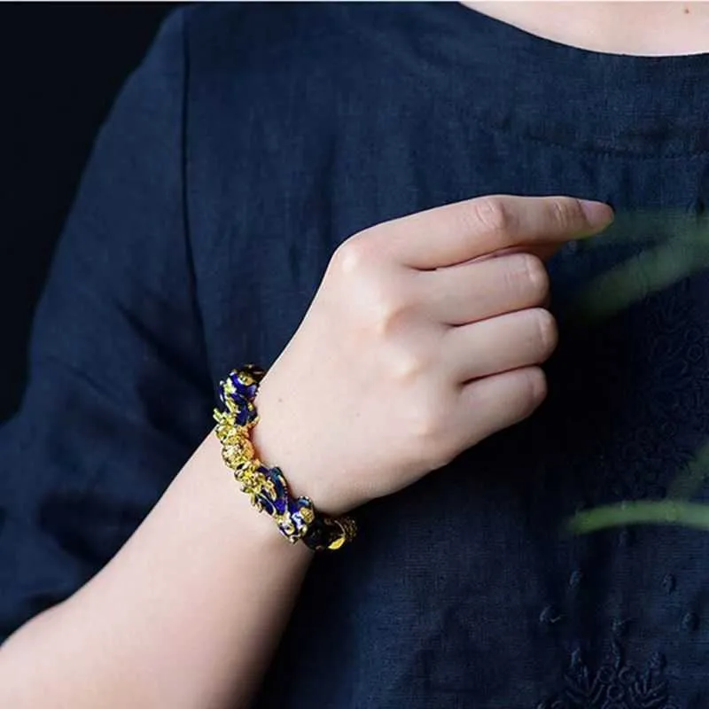 Bracelet unisexe bracelet chanceux Bouddha Obsidien Bracelets de perles en pierre chinois Fengshii pi XIU Couleur à changement de bracelet bracelet de richesse x06979355