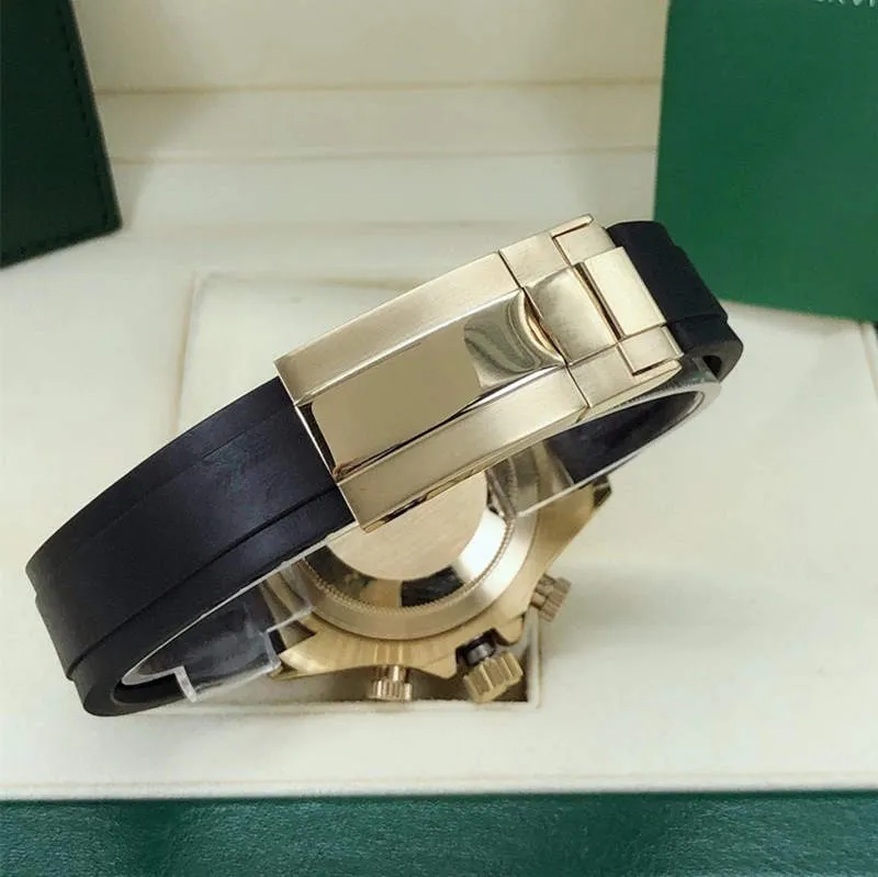 Mode Men's Automatic Mechanical Watch Meteorite Surface 40mm gummi Watchband Folding Spänne Waterproof234G