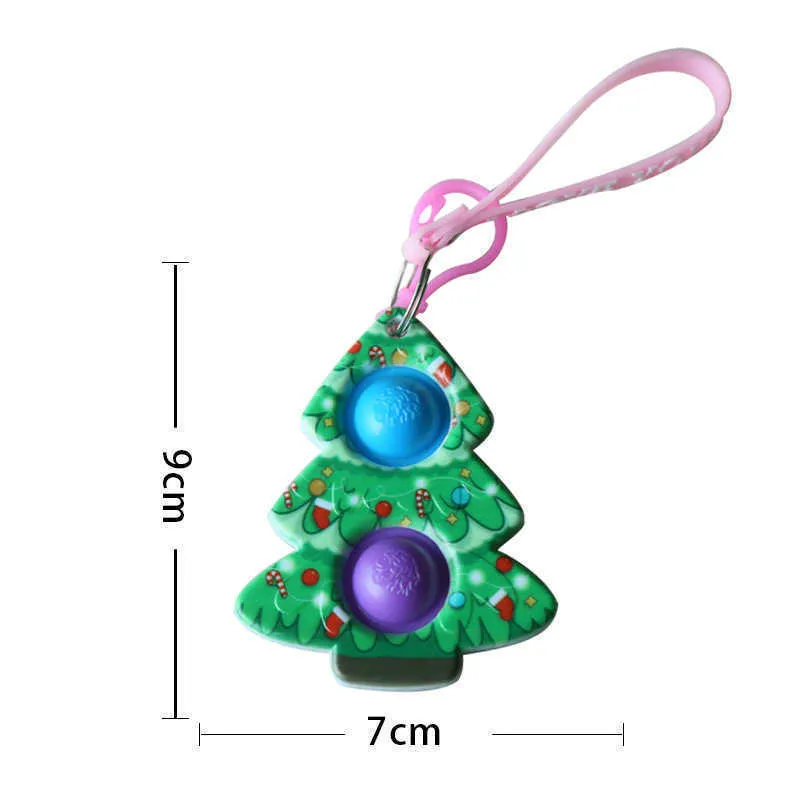 Lanyard Sensory Bubbles nyckelring Push Poo-its Finger Puzzle Toys 2021 Christmas Santa Clause Elk Snowman Xmas Tree Cartoon Charms G82AC013923759