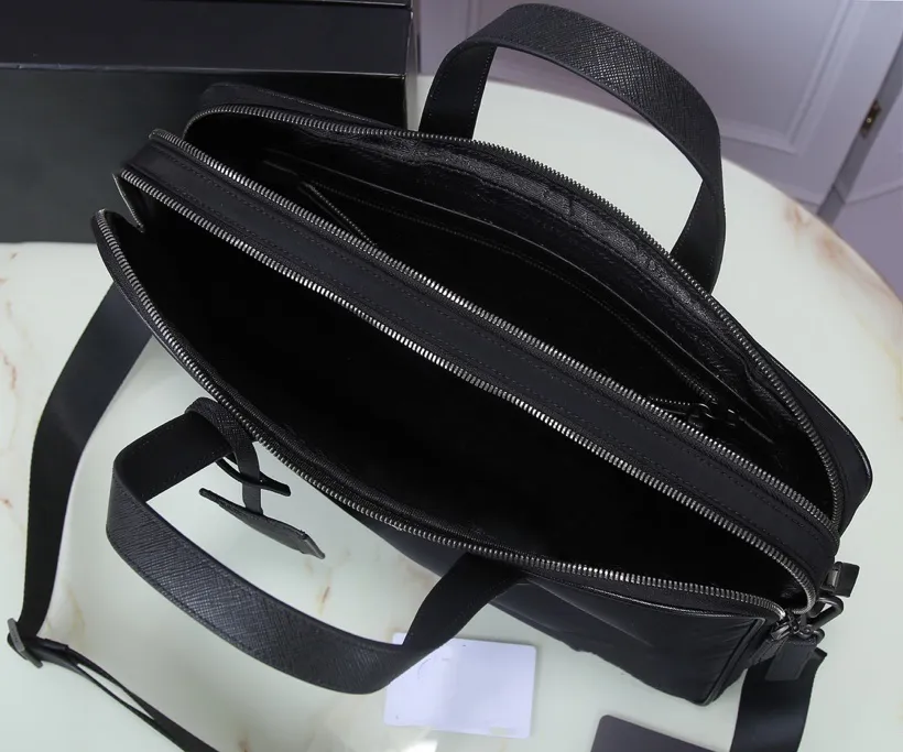 Valigetta da uomo di design in tela di nylon nera borsa laptop impermeabile di alta qualità borsa da ufficio di grande capacità retrò moda220Q