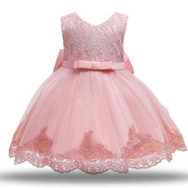 Princess Kids Girl Flower Embroidery Dresses Baby Girls Christening Gown Formal Dress Festival Toddler 1st Birthday Party Outfit G1129