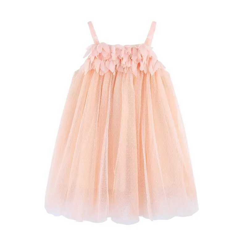 Mudkingdom zimne ramię Dziewczyna Strappy Dress Blush Sparkle Kwiat Dla Dziewczyn Pasek Suknie Tulle Fluffy Toddler Letnie Ubrania 210615