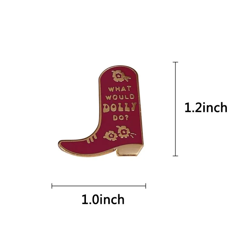 Pins Broches Parton Cowboy Boot Esmalte Pin Eu sempre te amarei Jolene Casaco de muitas cores Western Cowgirl Country Music Brooc193G