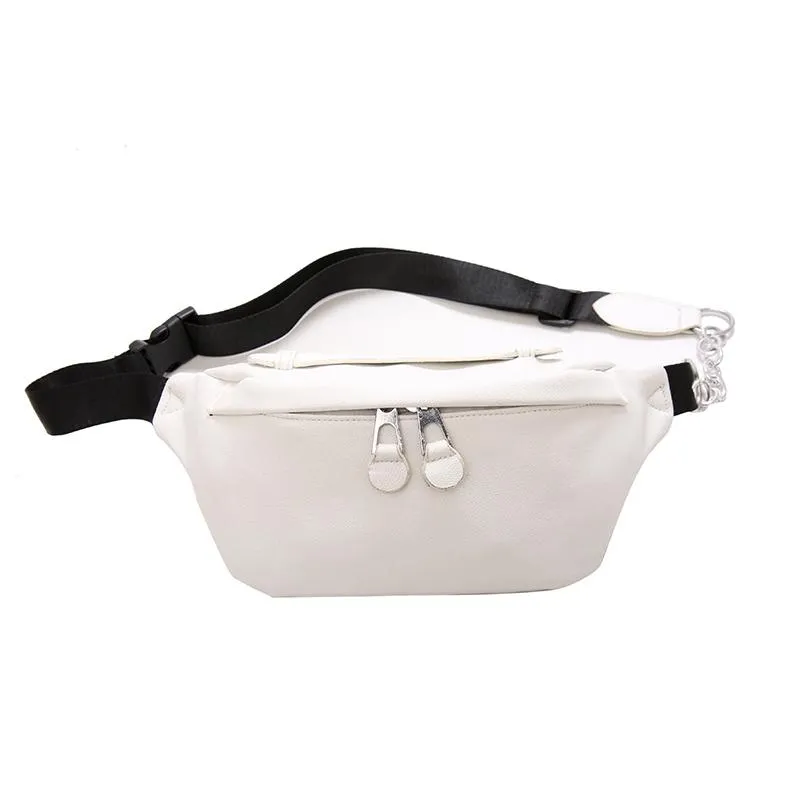 Waist Bags Ladies Bag Women PU Leather Chest Mini Crossbody Fanny Pack Black White Phone Key Pouch Belt Purse For Girl 20213103