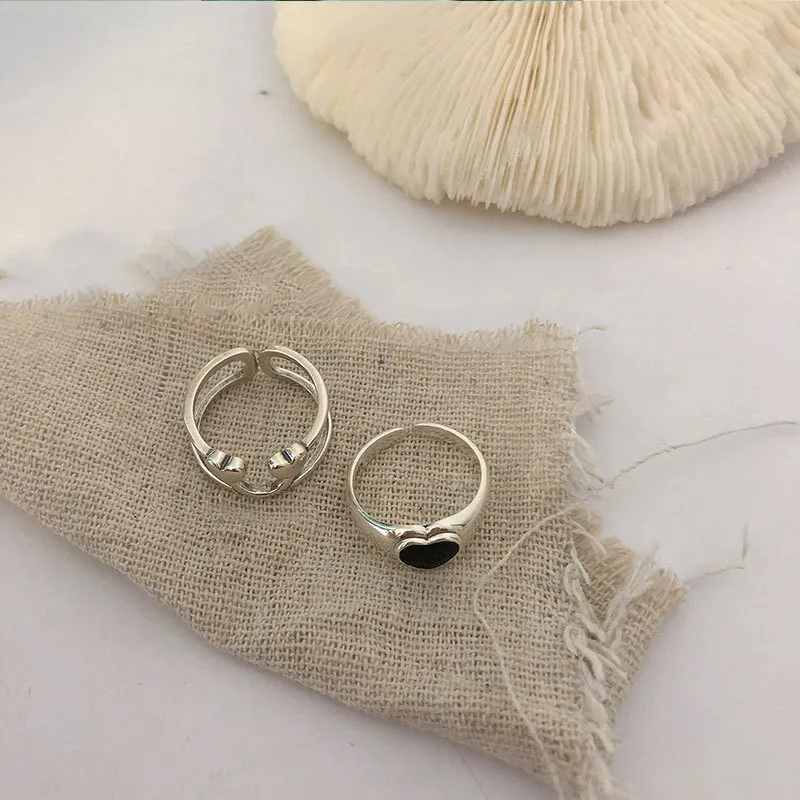 925 Sterling Silver Korea w kształcie serca Dolar Pierścionek Żeński Index Finger Tail Moda Trend