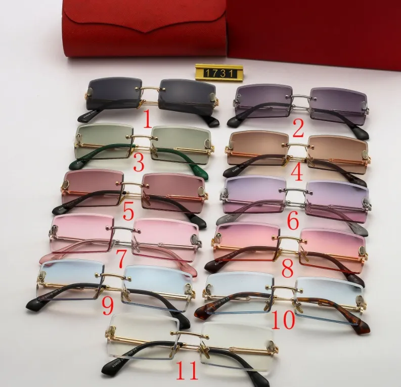 Moda Tasarım Kesme Kenar Güneş Gözlüğü Kare Gözlükler Büyük Ölçekli İki Renk Gradyan Renk Çerçevesiz Kart Ev Metalik Gelgit 2977