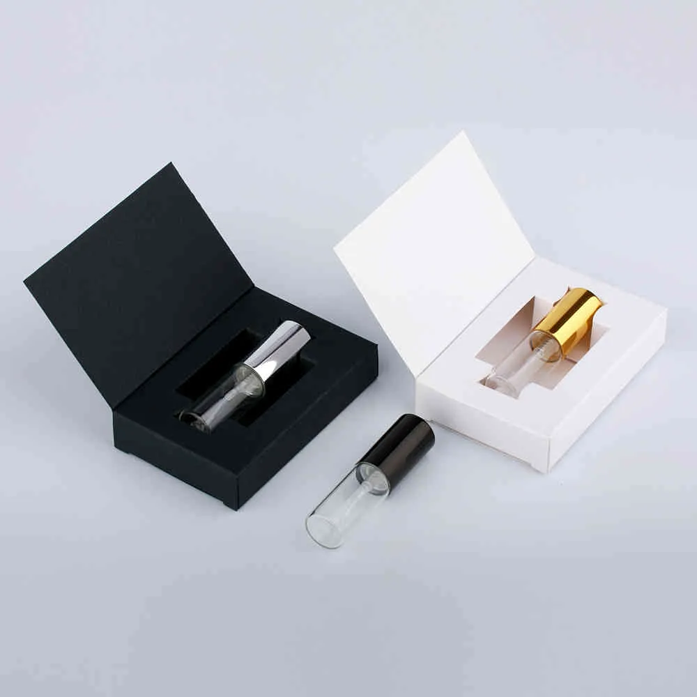 / 5ml 스프레이 향수 병 휴대용 알루미늄 분무기 액세서리 선물 흑백 상자