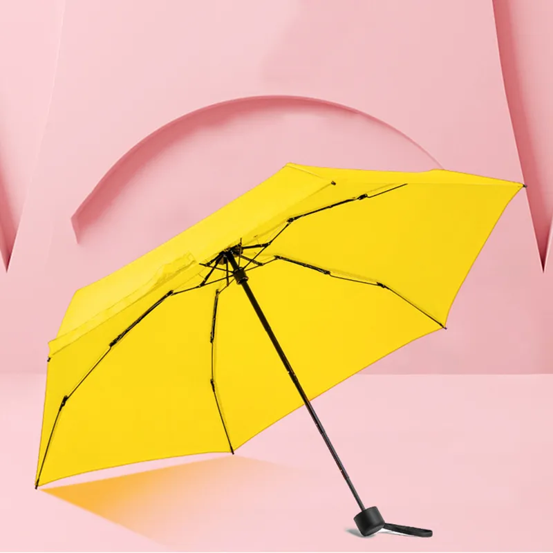 6K Mini Niet-automatische vouwparasols Effen Kleur Pocket Parasol Draagbare Vijf gevouwen zonnige bescherming Umbrella Home Rain Gear BH5158 WHLY