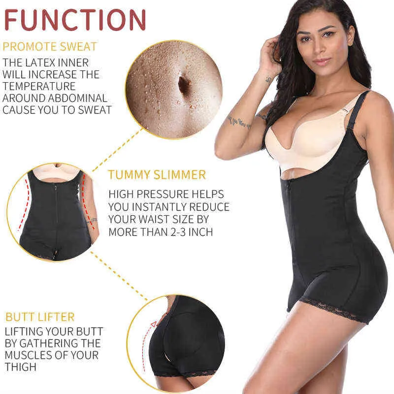 Miss Moly Latex Full Body shaper Modeling Shapewear Waist Cincher Underbust Bodysuit Jumpsuit Pants Zipper Slimming Corset 211112