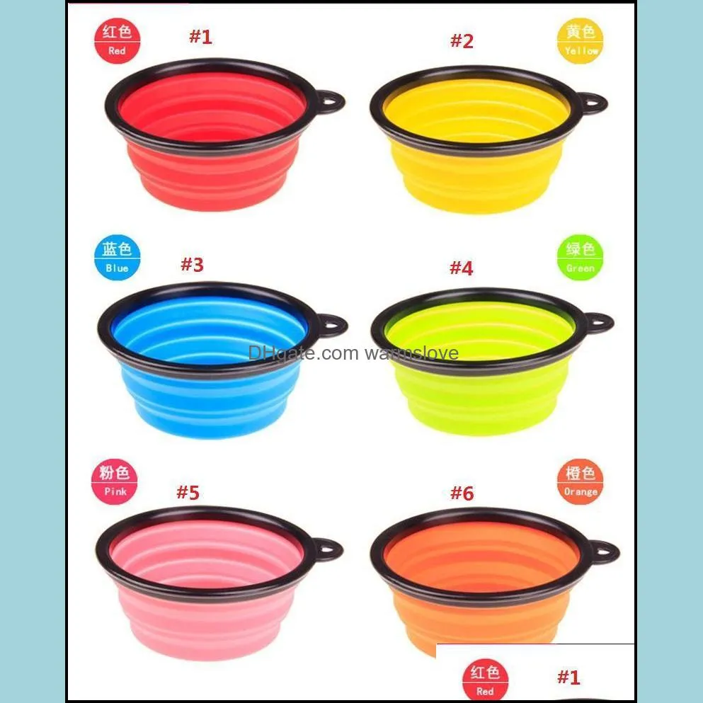 Pet Silica Gel Bowl Dog Cat Collapsible Silicone Dow Bowl Candy Color Outdoor Travel Portable Puppy Food Container Feeder Dish