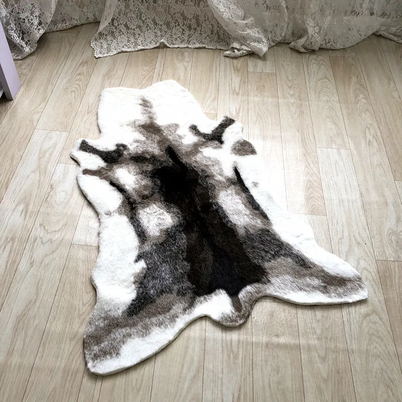 Tiger Tryckt Rug Cow Leopard Tiger Tryckt Cowhide Faux Skin Leather Nonslip Antiskid Mat 94x100cm Animal Print Carpet 220301