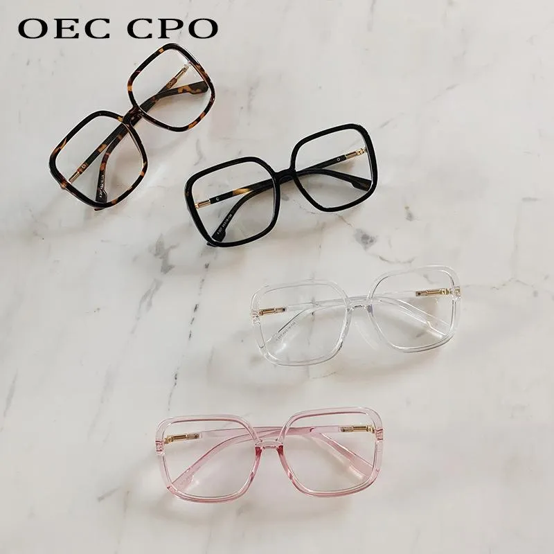 Lunettes carrées surdimensionnées pour femmes, montures à lentilles claires, rétro, optiques en plastique, monture pour dame O884, lunettes de soleil 257N