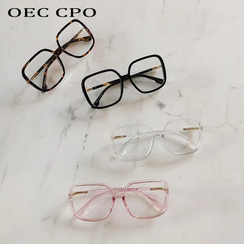 Oversized Square Glasses Women Fashion Clear Lens Frames Retro Plastic Optical Eyeglasses Frame Lady O884 Sunglasses245w