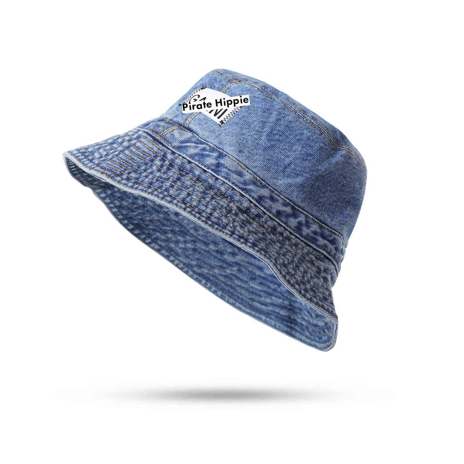 Pirate Hippie lettre seau chapeau été unisexe bleu Demin décontracté vintage Sunbonnet Fedoras extérieur pêcheur casquette 211119