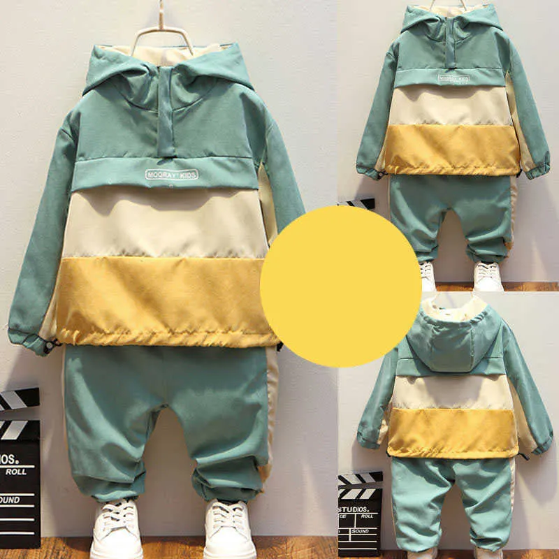 Pojkar Sports Set Spring Autumn Casual Toddler Teens Boys Clothes Color Toddler Coat Pant Children Kläder Set Kids Tracksuits