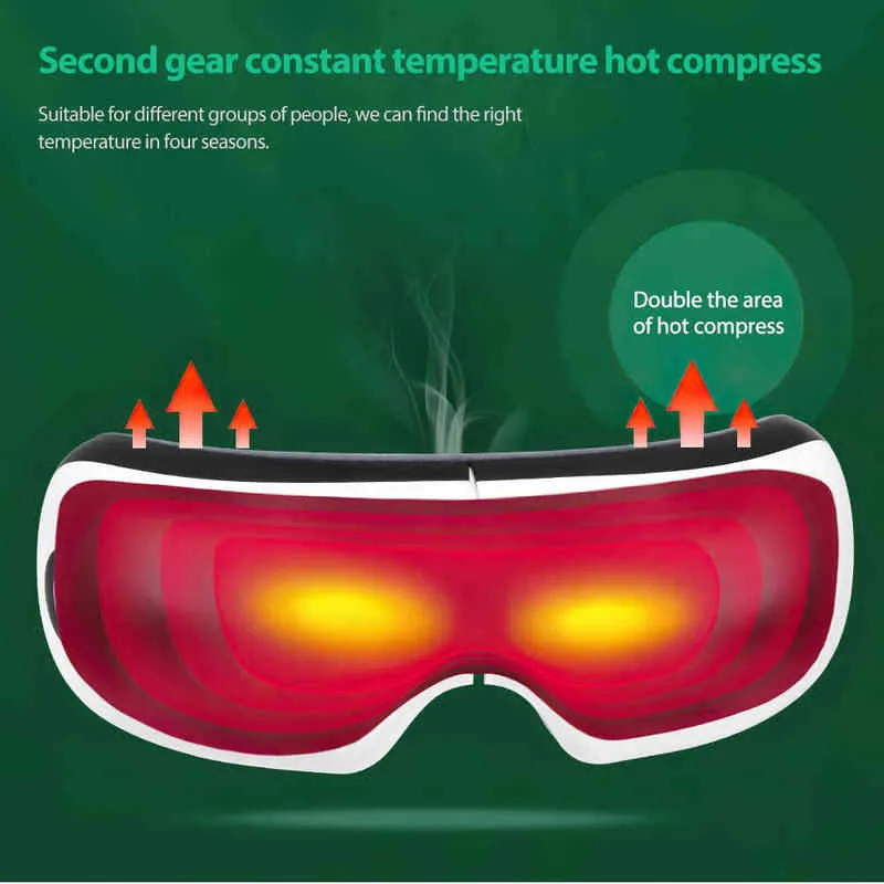 Умная подушка безопасности, вибрационный массажер для глаз, инструмент для ухода за компрессом, поддержка Bluetooth, массажные очки для усталости 2101087040672