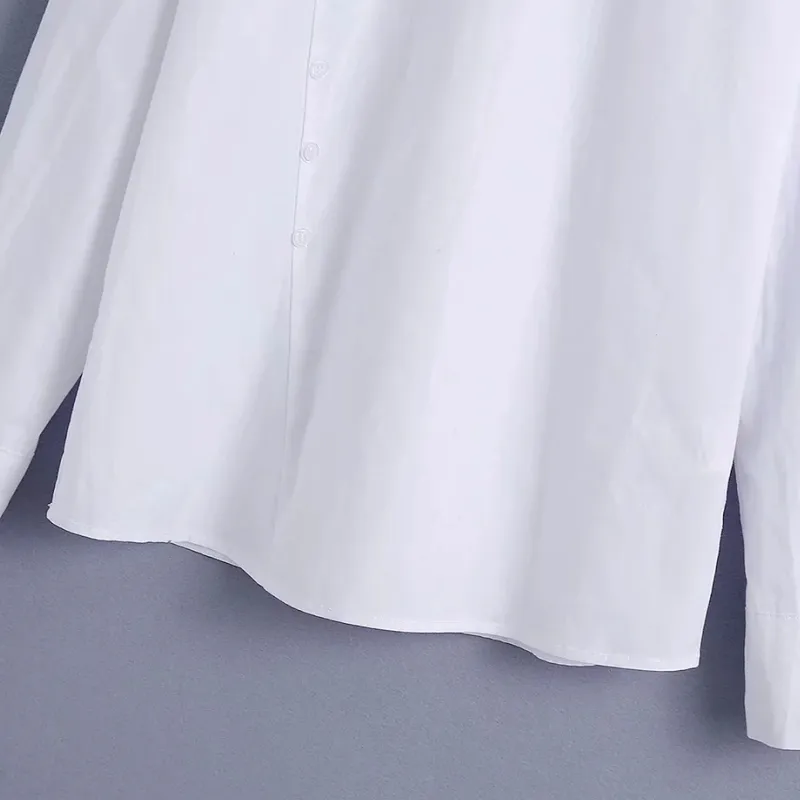 Kobiety Chiński Styl Przycisk Dekoracja Biała Bluzka Kobieta Z Długim Rękawem Koszula Casual Los Loose Tops BluSas S8889 210430