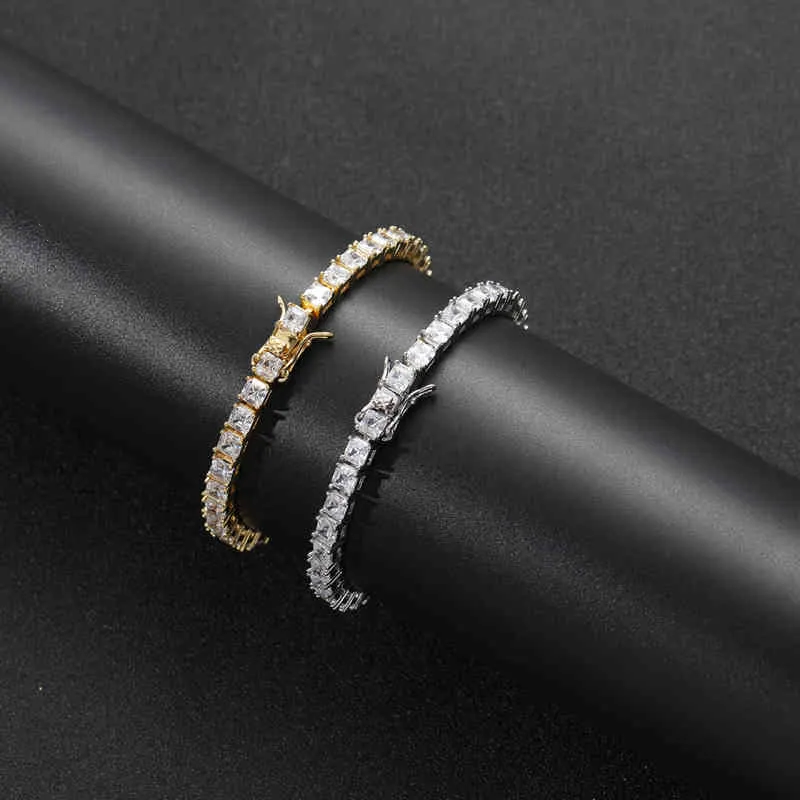 4mm CZ Tennis bracelet Bling Iced Out Bracelet En Laiton Mirco Pave Prong Réglage Zircon Bijoux BB211