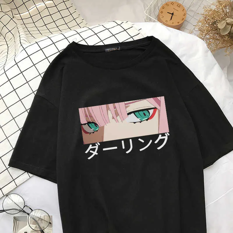 Darling in the franxx anime harajuku zéro deux belle fille imprimer haut pour femme lâche nouvel été à manches courtes chic femme t-shirt Y0629