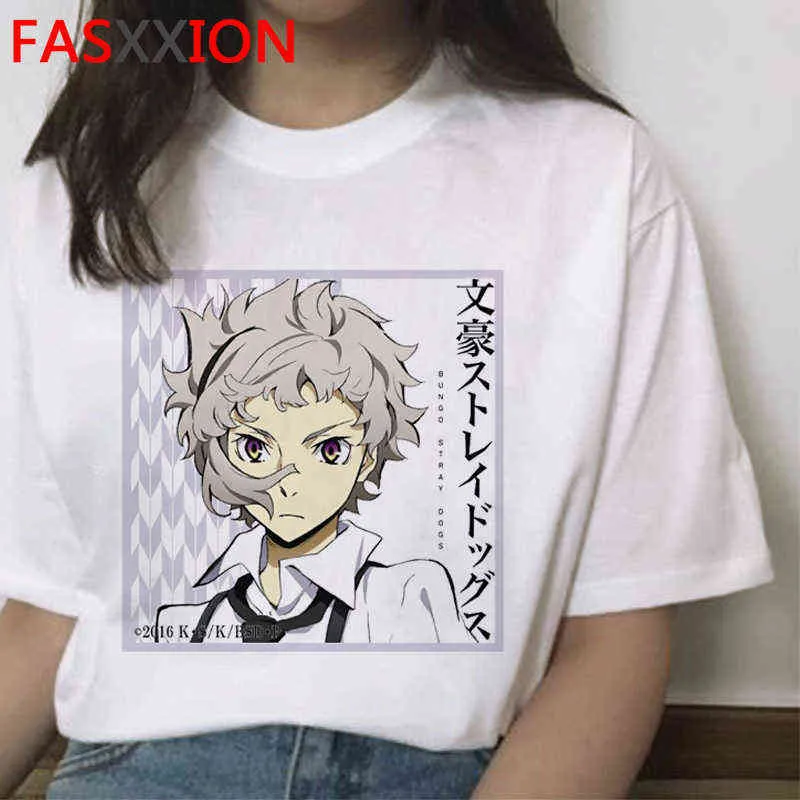 Bungou Stray Dogs Cute Anime Harajuku T-shirt Women Funny Cartoon Graphic T Shirt Cool Streetwear Tshirt Casual Top Tees Female G220310