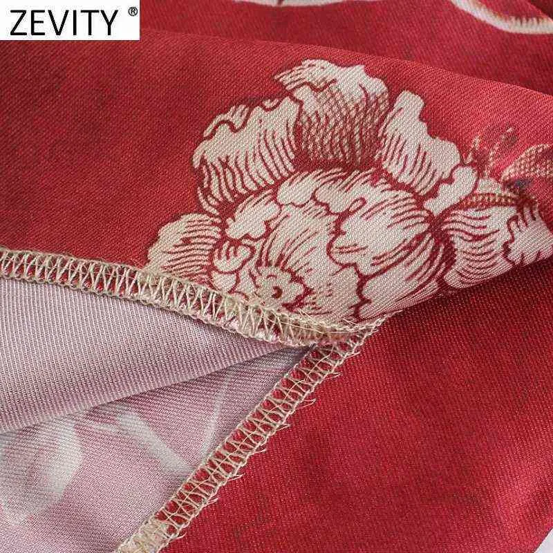 Zevity mujeres vintage tela patchwork estampado satinado pantalones rectos retro femenino cintura elástica bolsillo lateral chic pantalones largos P1004 211124