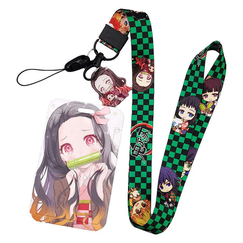 Anime Demon Slayer Figuren Lanyard Kreditkarte Ausweishalter Schlüsselanhänger Studenten Reisen Bank Bus Visitenkartenhülle Schlüsselanhänger G1019