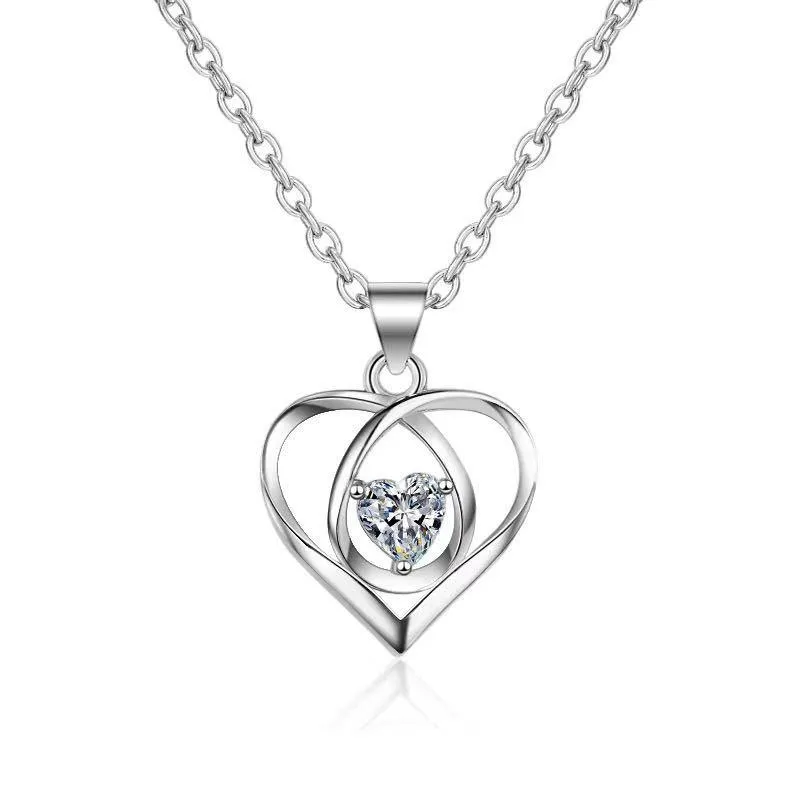 Heart Design Necklaces S925 Sliver Forever Love Jewelry for Women Mother Girlfriend Wife without Gift Box ottie235x