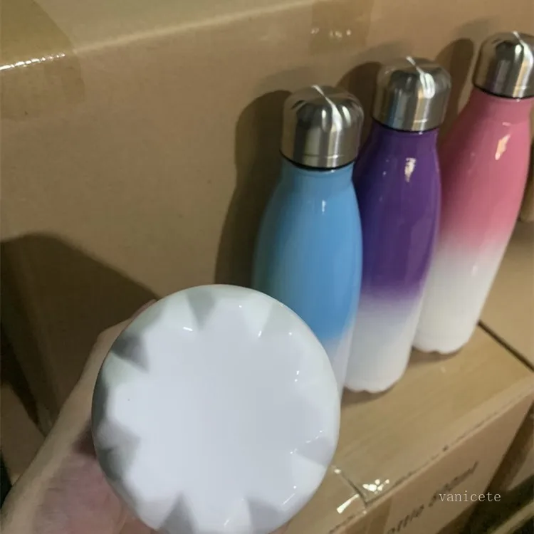 500 ml Sublimación Espacios en blanco Vasos Botella Taza de vacío de acero inoxidable Taza de agua colorida es T2I52239-1