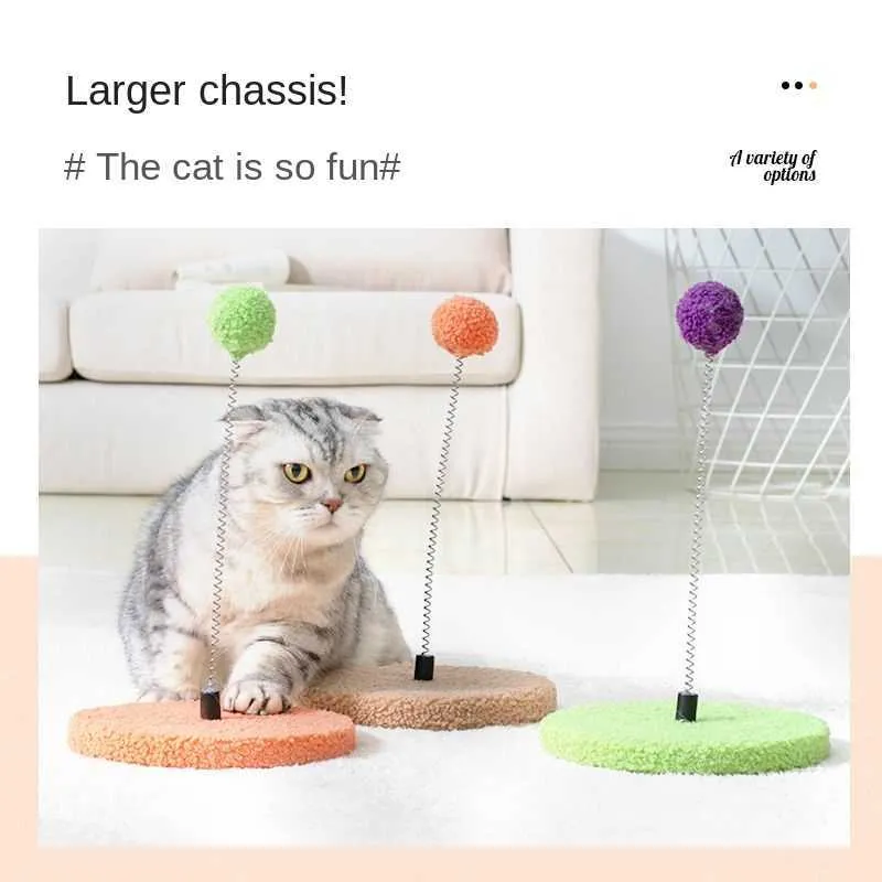 Cat Toy Interactive Spring Ball Self-play Cat Stick Relieve Boredom Bite-resistant Kitten Accessories Cat Supplies 210929