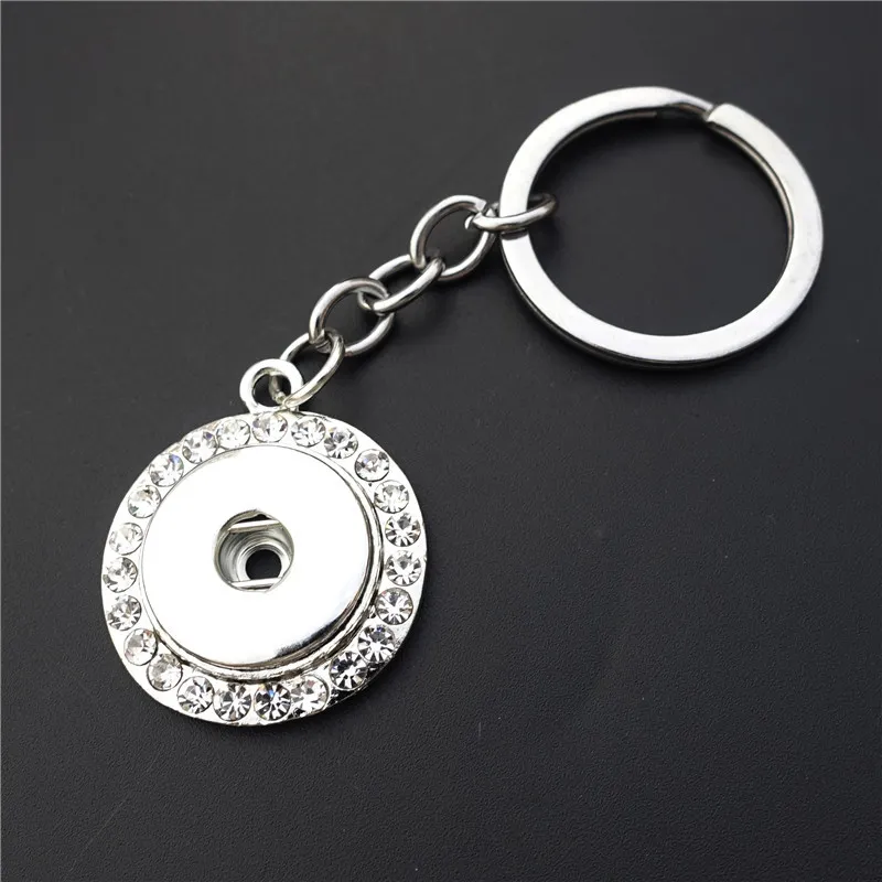 18mm Snap Buttons Socket Keyrings Round Rhinestone Keychains / Whole