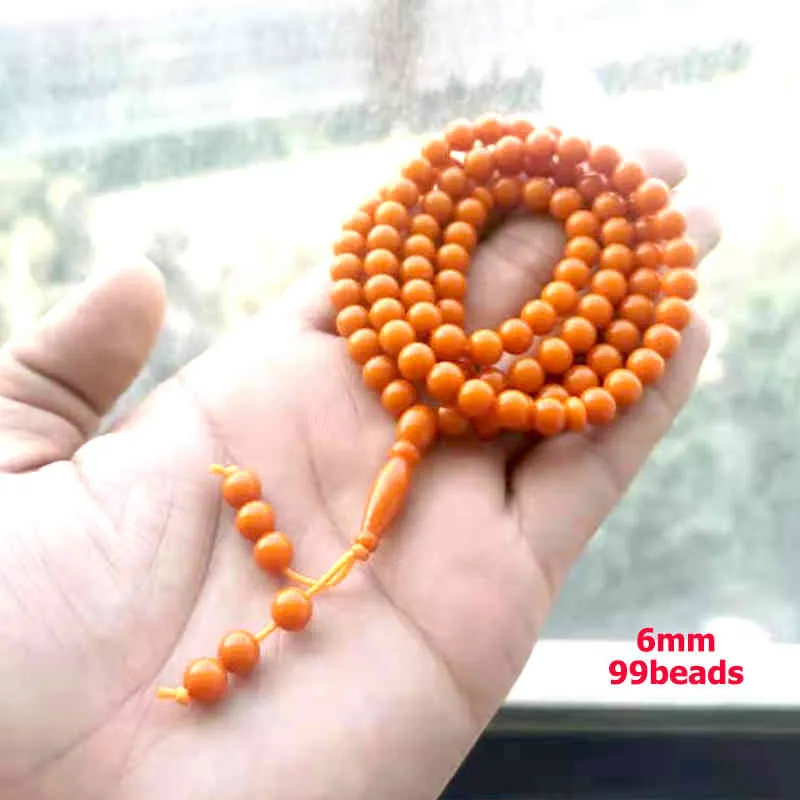 Tasbih – bracelet en résine orange 99 perles, cadeau EID, chapelet musulman, perle, accessoire de bijoux arabe islamique, produit Misbaha à la mode 2021