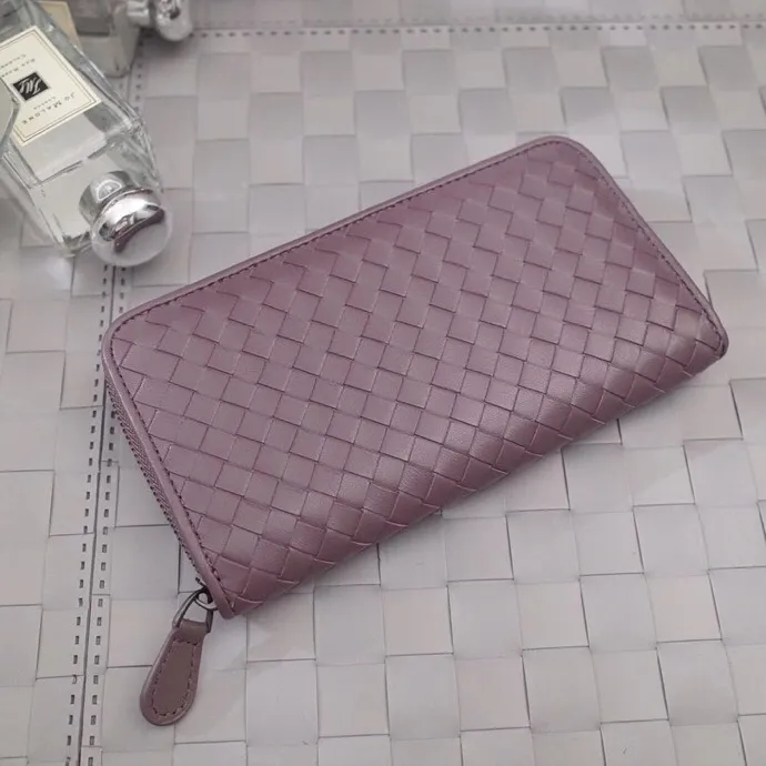 Hela högkvalitativa plånböcker Italien lammskinn äkta läder blixtlås runt långa plånbok för kvinnor män handväska korthållare presentförpackning FA262Q