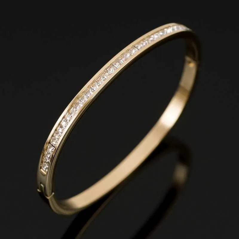 Роскошные квадратные кристаллические браслеты из нержавеющей стали браслеты для женщин друзей подарки мода манжеты браслеты пара свадебные украшения Q0717