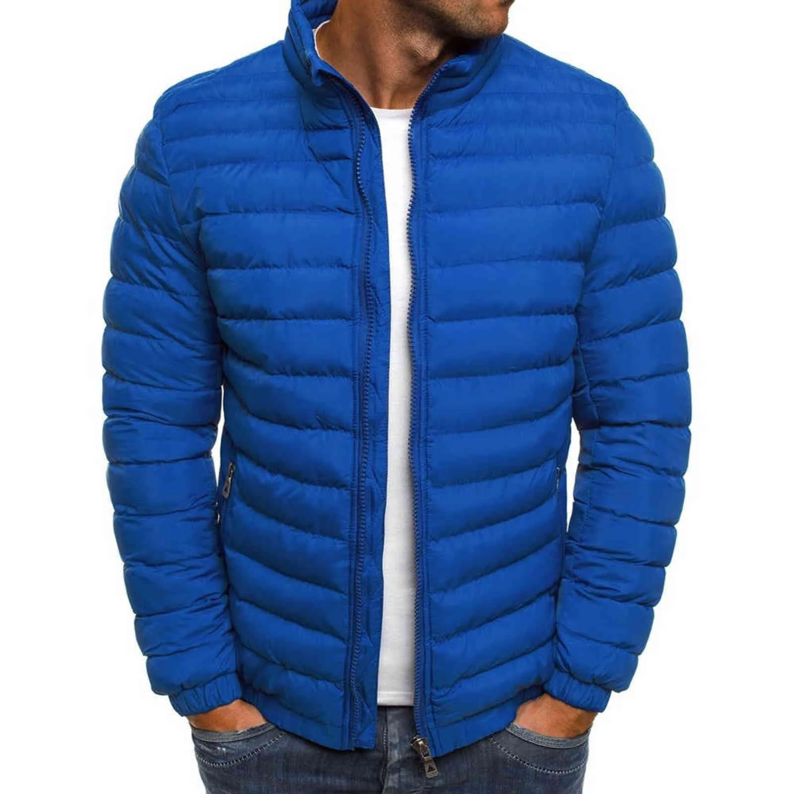 Hommes automne hiver veste manteaux décontractés coton rembourré mâle couleur unie vêtements d'extérieur Parkas 7 couleurs taille S-3XL 211129