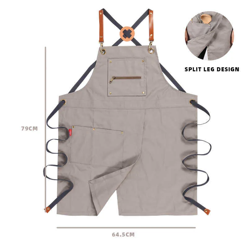 Weeyi Cotton Apron 조정 가능한 바리 스타 도자기 다리 앞치마 드레스 이발소 청소 상점 유니폼 주방 웨이트리스 입찰 2106238359803