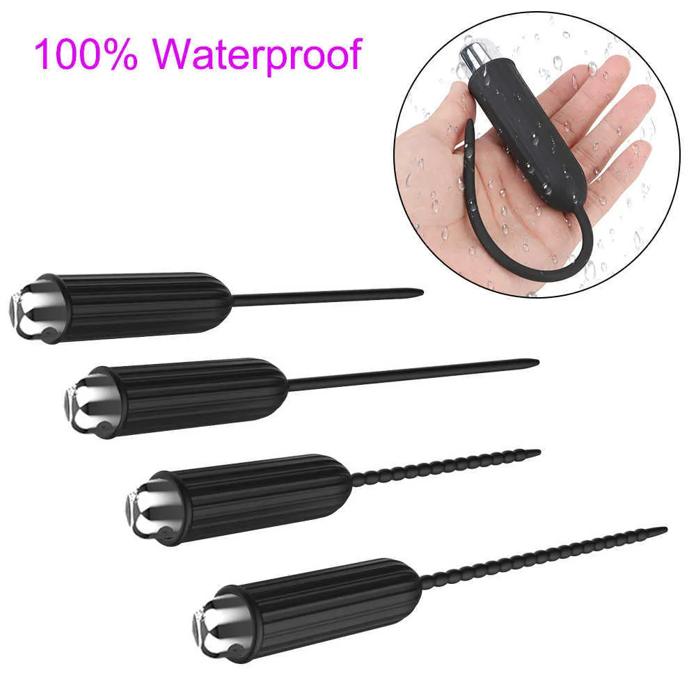 Massage Items With Bullet Vibrator 10 Frequency Catheter Soft Urethral Sound Dilator Penis Plug Insertion Sex Toys for Man7856883