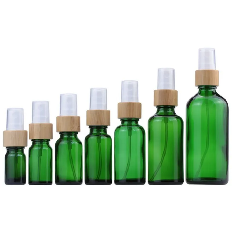 5~100mlガラスミストスプレーボトルアンバーブルー緑の詰め替え可能な空の化粧品容器香水スプレーボトル