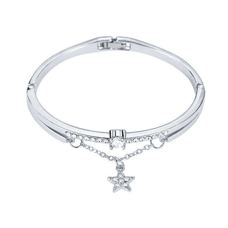 2021 Trend мода простые римские пятиконечные кисточки циркона открытые женские браслеты хараджуку аксессуары ювелирные изделия для женщин подарки Q0719
