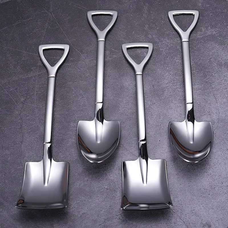 set 304 Stainless Steel Spoon Creative Retro Shovel coffee S Mini Fork Ice Cream Tool Teaspoon285m