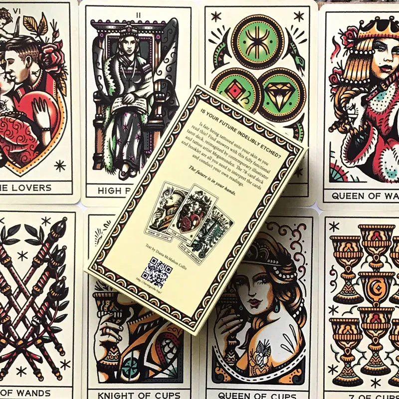 78 cartes de tarot Tattoo Ink Intuition Ensemble magnifiquement illustré de jeu de deck vintage