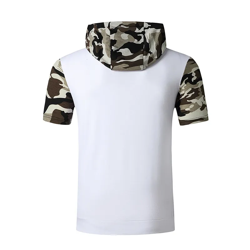 Camouflage T Shirt Men Workout Casual Muscle T Shirts Mens Hooded Oversized Hip Hop Tee Shirt Summer Harajuku High Street Tops 210524