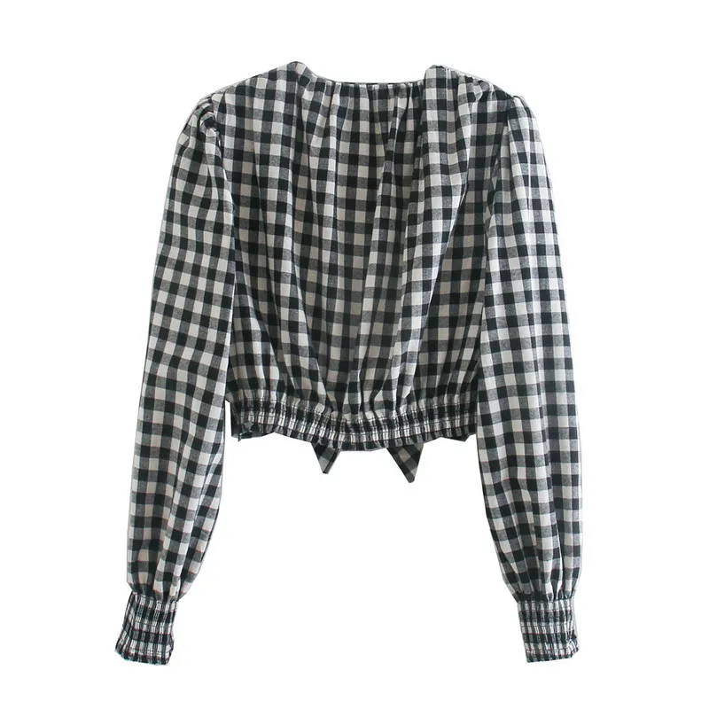 BLSQR Sexy Plaid Casual Women Blouse Shirt Long Sleeve Elegant Tops Office Lady OL Work Wear Party Blouses 210430