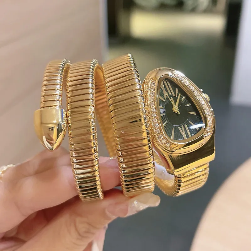 Tüm Diamond Women Watches Snake Gül Altın Bileklik Bilek saatleri En İyi Marka Lüks Tasarımcı Lady Christmas Valentine277i için Hediye