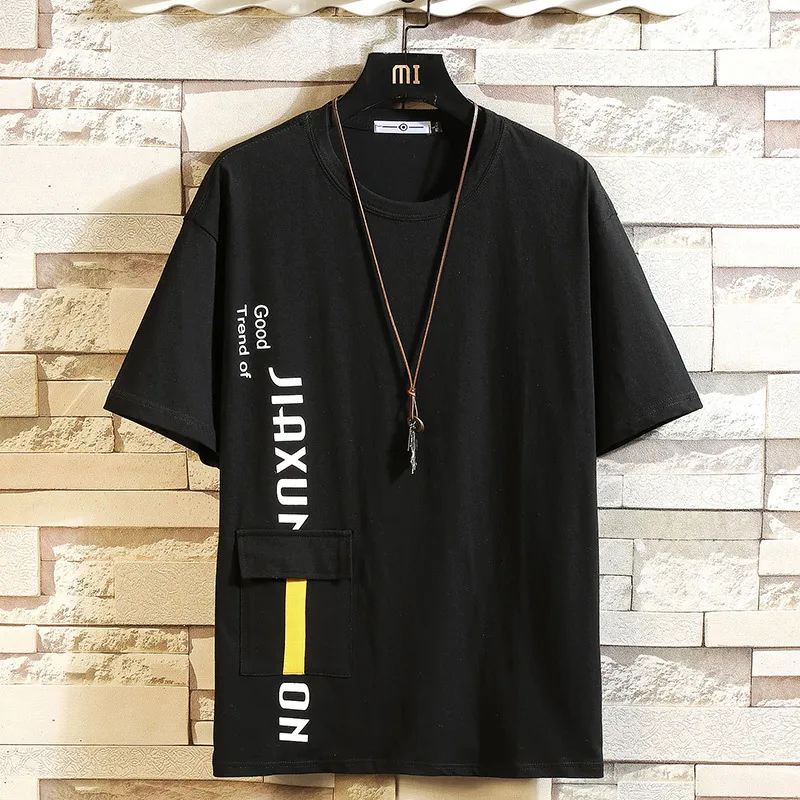 Estate maniche corte Harajuku Corea moda Bianco T-shirt Streetwear One Piece Hip Hop Rock Punk Uomo Top Tees Tshirt Vestiti Y0323