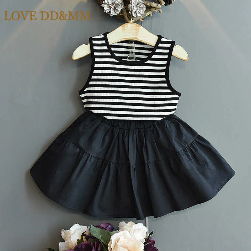 Aşk DDMM Kız Giysileri Setleri Çocuk Çizgili Üst + Balo Elbise Kız Çocuk Kostümleri Için 2 adet Giyim Seti 210715