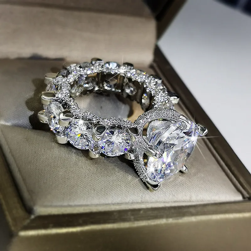 Bagues de mariage de luxe pour hommes, pierres précieuses à la mode, bague de fiançailles pour femmes, bijoux entièrement en diamant